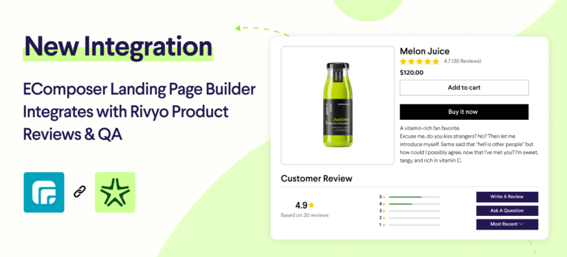 Rivyo Product Reviews & QA Integrated With EComposer Landing Page Builder