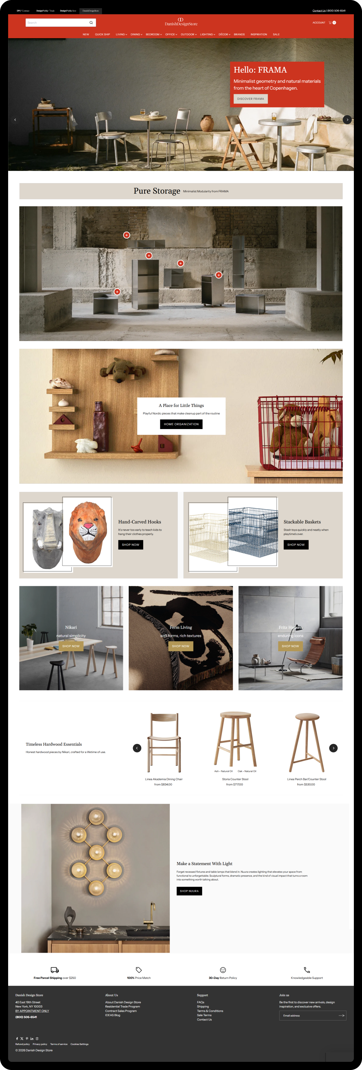 Danish Design Store front page design